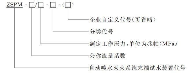 末端試水裝置的型號編制方法